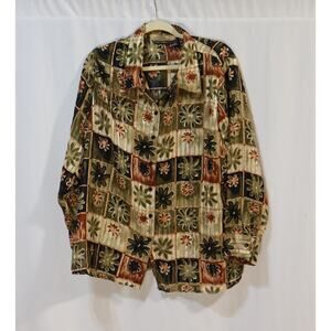 Club "z" collection 1X Floral Sheer Button-Up Neutral Colors